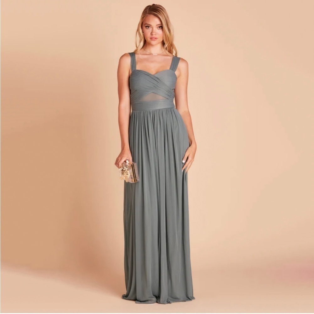 Birdy Grey Green Pleated Sweetheart Maxi Dress